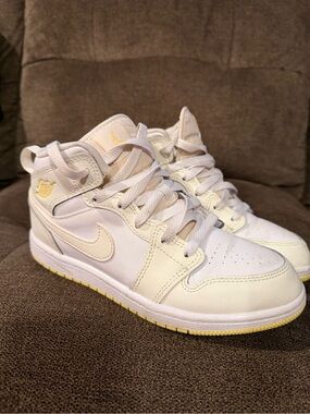 Nike Kids White and Gold High-Top Sneakers